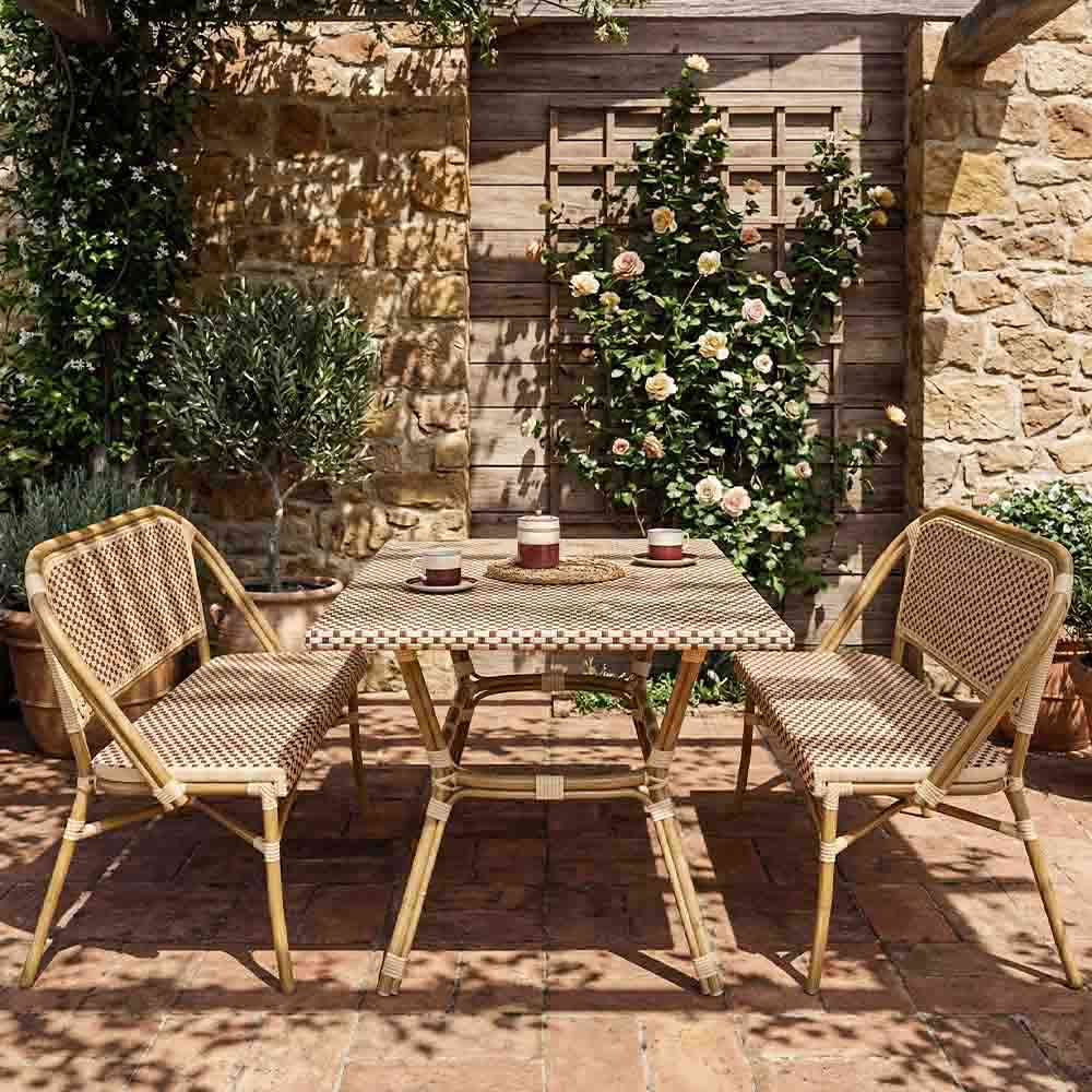 Toulouse Beige on Maroon French Bistro Set with 48