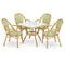 Toulouse Beige and Green French Bistro Set includes 48" x 36" Table and 4 Chairs with Arms FBK-SQ-BG-AW4-AX