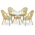 Toulouse Beige and Green French Bistro Set includes 48" x 36" Table and 4 Chairs with Arms FBK-SQ-BG-AW4-AX