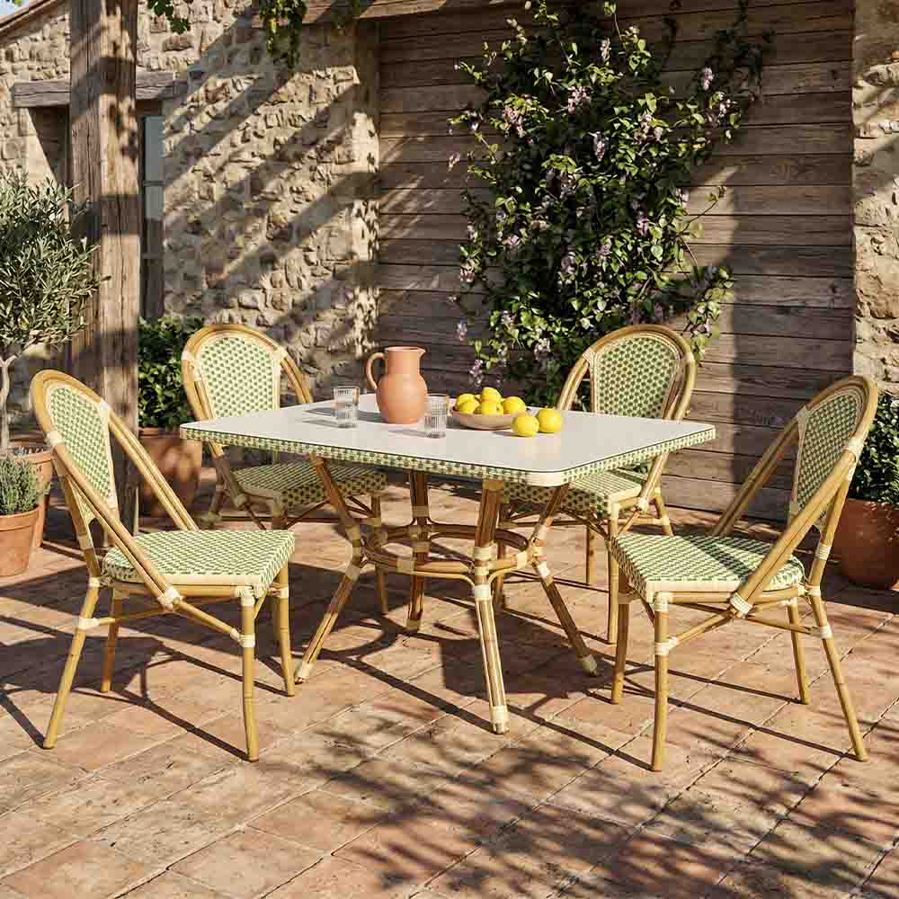 Toulouse Beige and Green French Bistro Set Includes 48