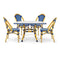 Toulouse Blue and White French Bistro Set Includes 48" x 36" Table and 4 Chairs FBK-SQ-BLU-BLU4-AX