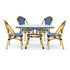 Toulouse Blue and White French Bistro Set Includes 48" x 36" Table and 4 Chairs FBK-SQ-BLU-BLU4-AX