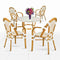 Chivari White and Beige French Bistro Set Includes 40" Table and 4 Chairs with Arms FBK-WB-AWB4-AX