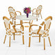 Chivari White and Beige French Bistro Set Includes 40" Table and 4 Chairs with Arms FBK-WB-AWB4-AX