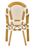 Chivari White and Beige French Bistro Set Includes 40" Table and 4 Chairs with Arms FBK-WB-AWB4-AX