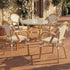 Toulouse White and Beige French Bistro Set Includes 40" Table and 4 Chairs with Arms FBK-WB-AWB4-AX