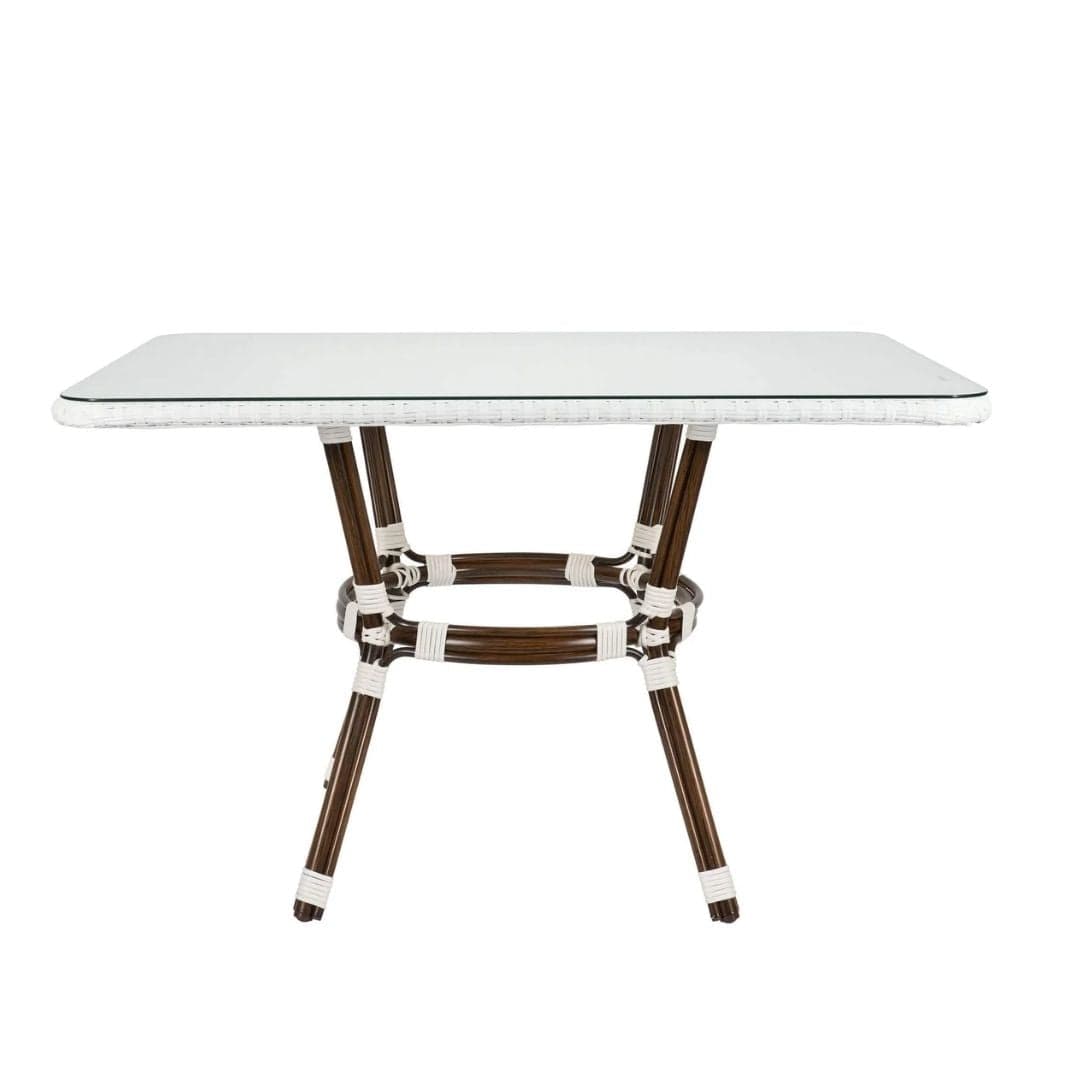 Toulouse White on White French Bistro Set with 48"x36" Table and 2 Benches FBK-WWD-4836X2B