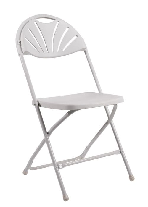 White Fan Back Folding Chair (Steel-Poly Chair)