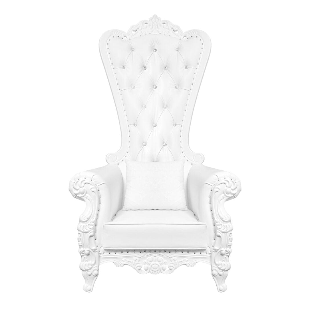 Chivari Throne Chair Wood White Frame White Vinyl Cushions CTWWW-ZG-T