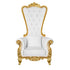 Chivari Throne Chair Wood Gold Frame White Vinyl Cushions CTWGW-ZG-T