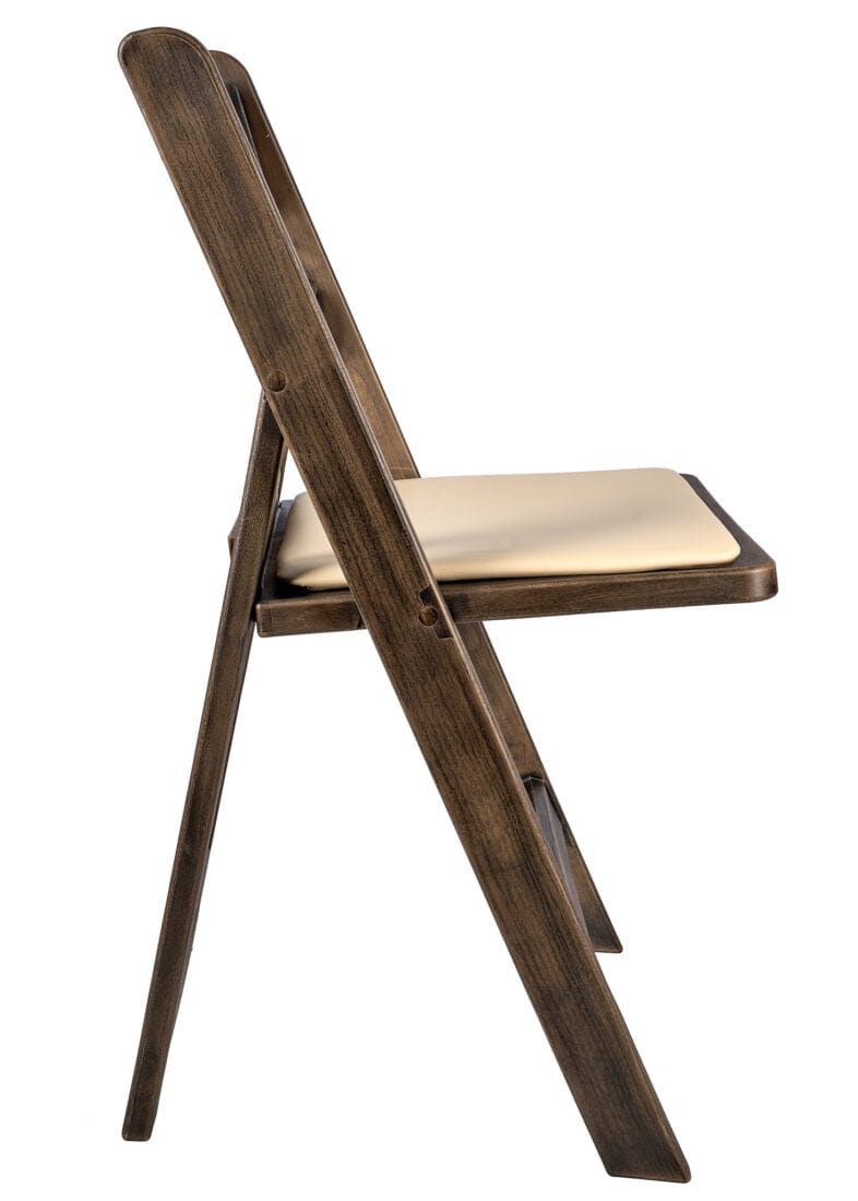 Fruitwood Resin WoodGrain™ Folding Chair with Tan Cushion