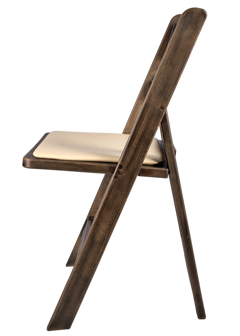 Fruitwood Resin WoodGrain™ Folding Chair with Tan Cushion