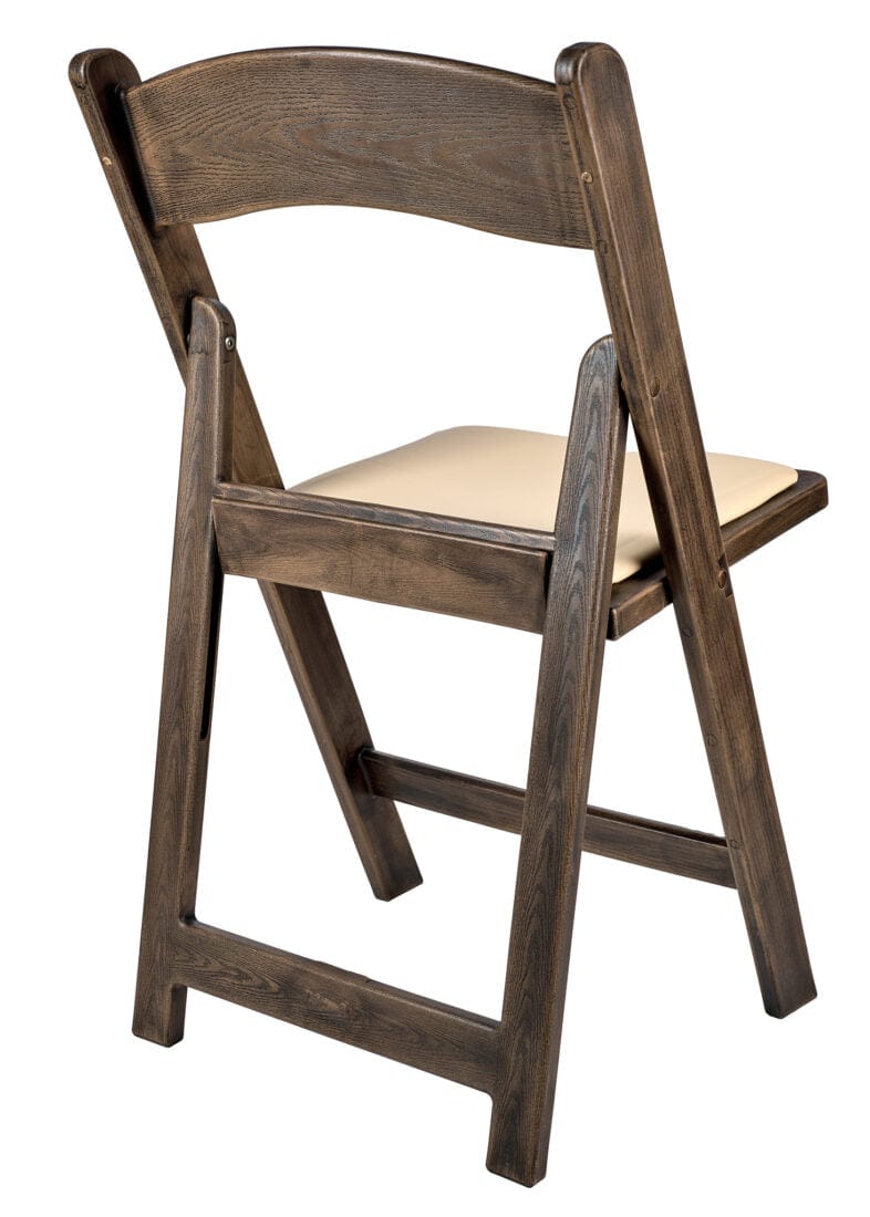 Fruitwood Resin WoodGrain™ Folding Chair with Tan Cushion