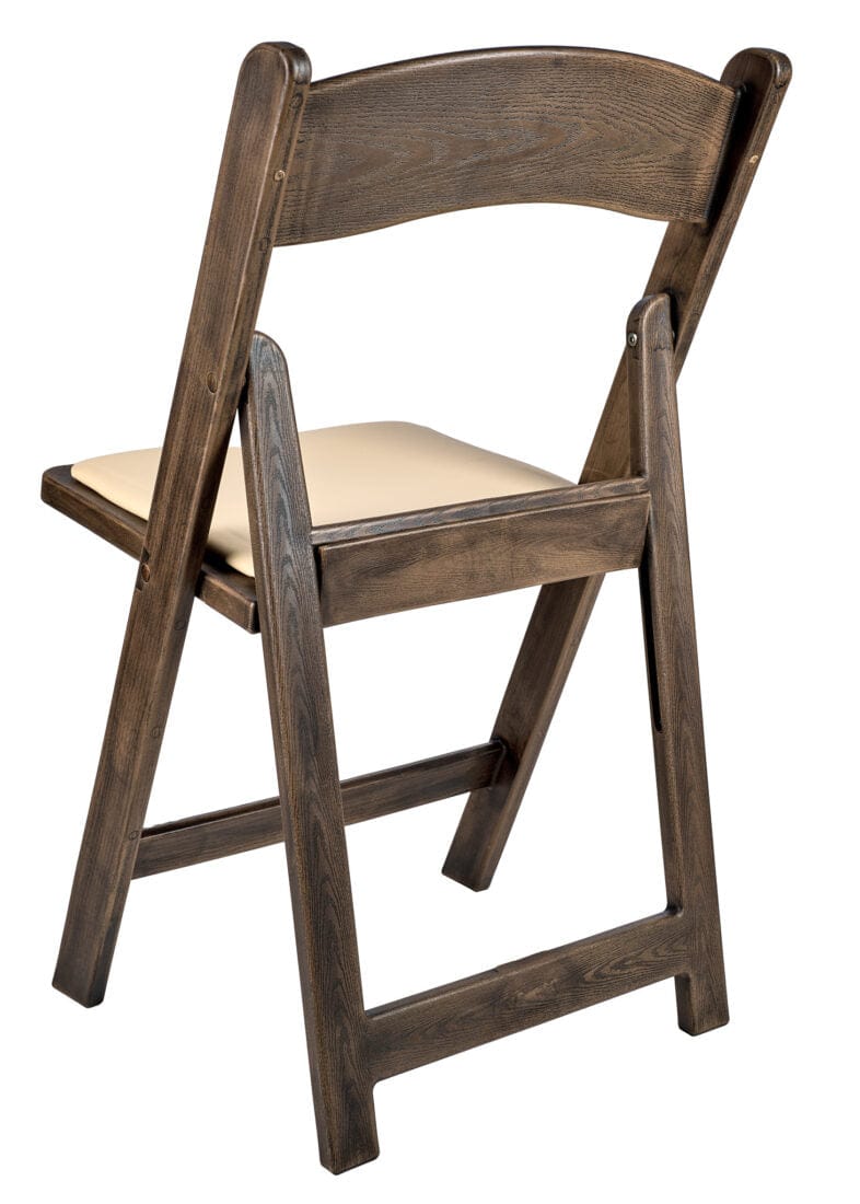 Fruitwood Resin WoodGrain™ Folding Chair with Tan Cushion