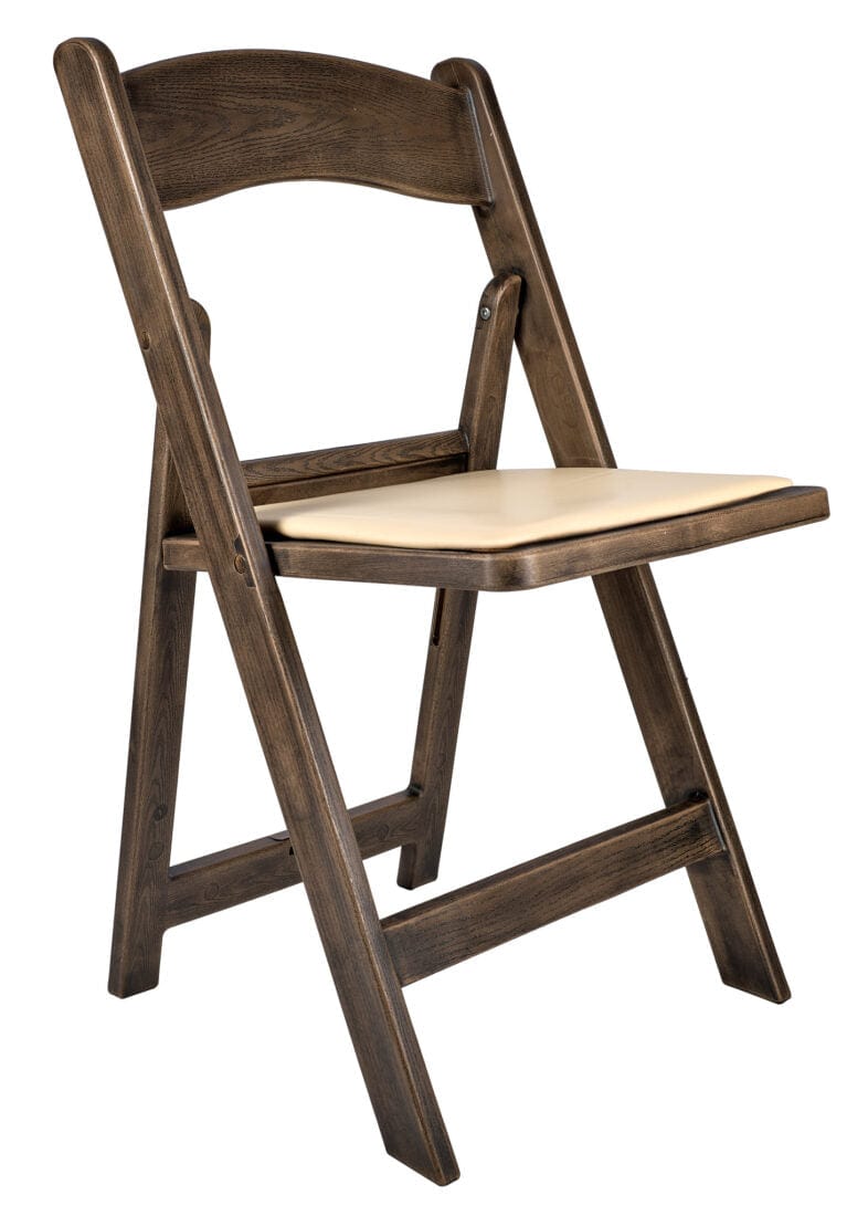 Fruitwood Resin WoodGrain™ Folding Chair with Tan Cushion