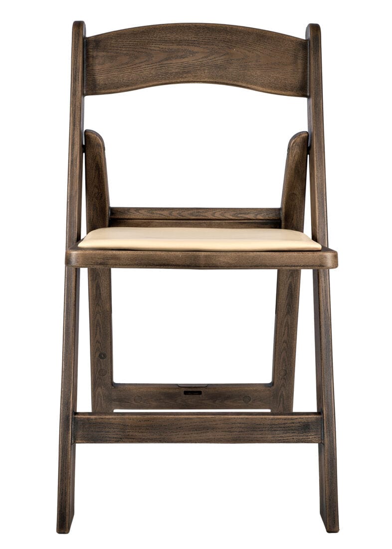 Fruitwood Resin WoodGrain™ Folding Chair with Tan Cushion