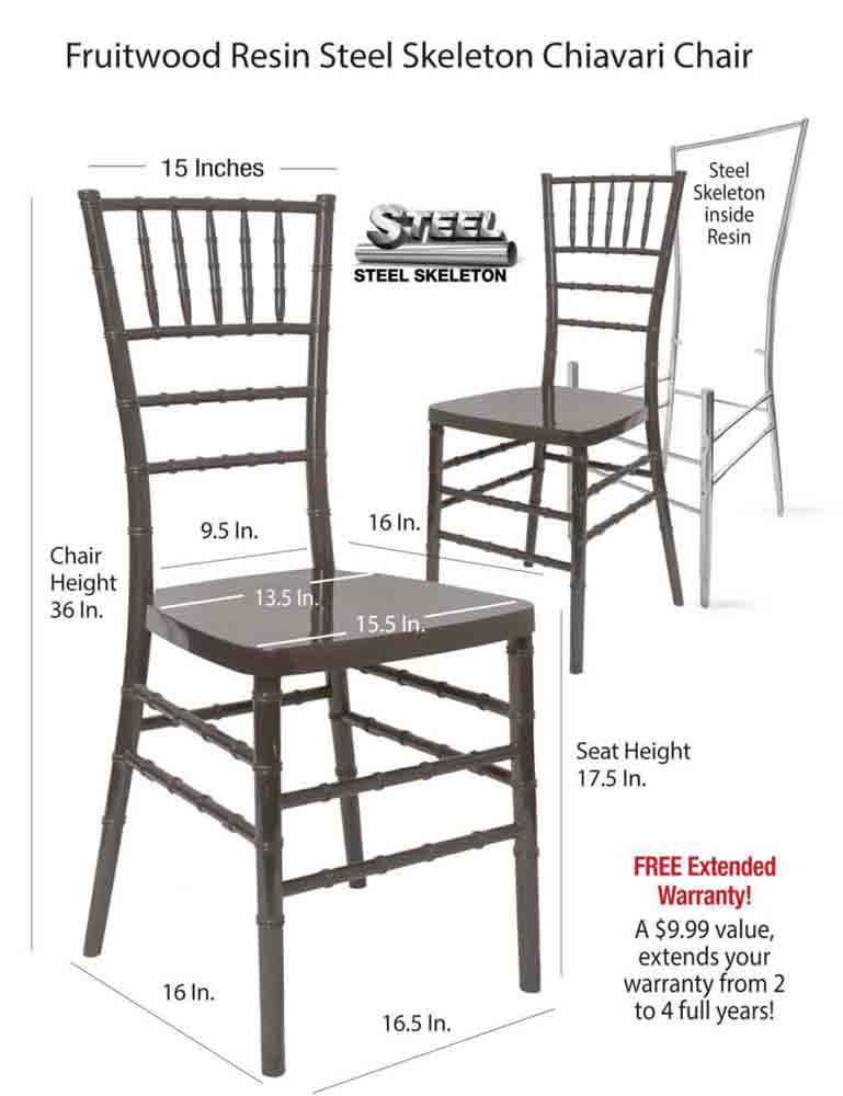 Chivari Fruitwood Resin Steel Skeleton™ Chiavari Chair CCRF-STEEL-AX-T