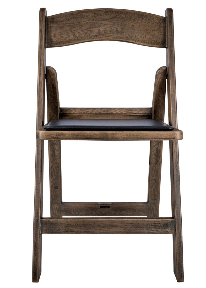 Fruitwood Resin WoodGrain™ Folding Chair with Black Cushion