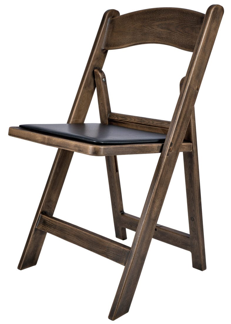 Fruitwood Resin WoodGrain™ Folding Chair with Black Cushion