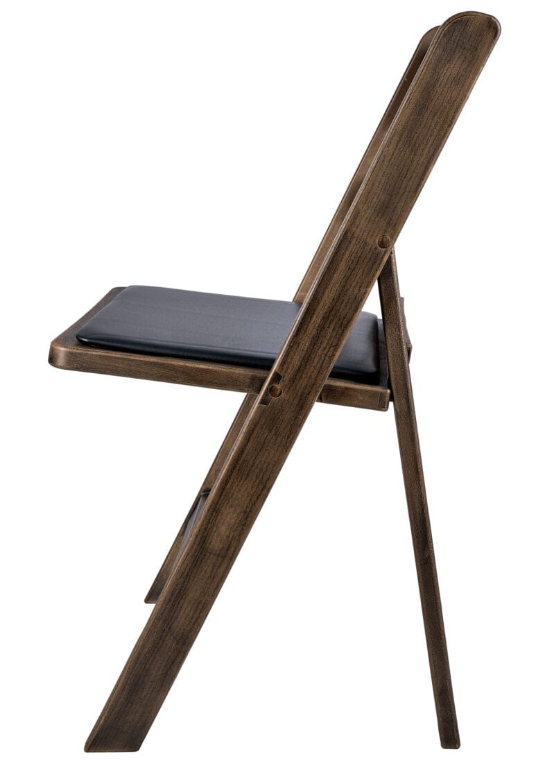 Fruitwood Resin WoodGrain™ Folding Chair with Black Cushion