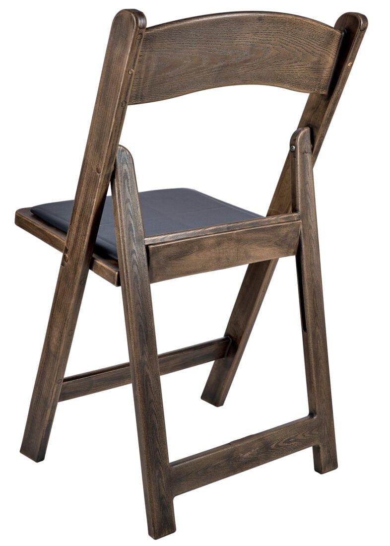 Fruitwood Resin WoodGrain™ Folding Chair with Black Cushion