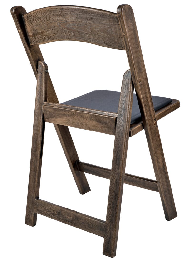 Fruitwood Resin WoodGrain™ Folding Chair with Black Cushion