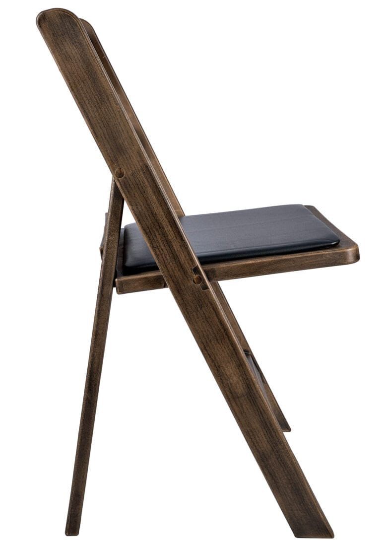 Fruitwood Resin WoodGrain™ Folding Chair with Black Cushion