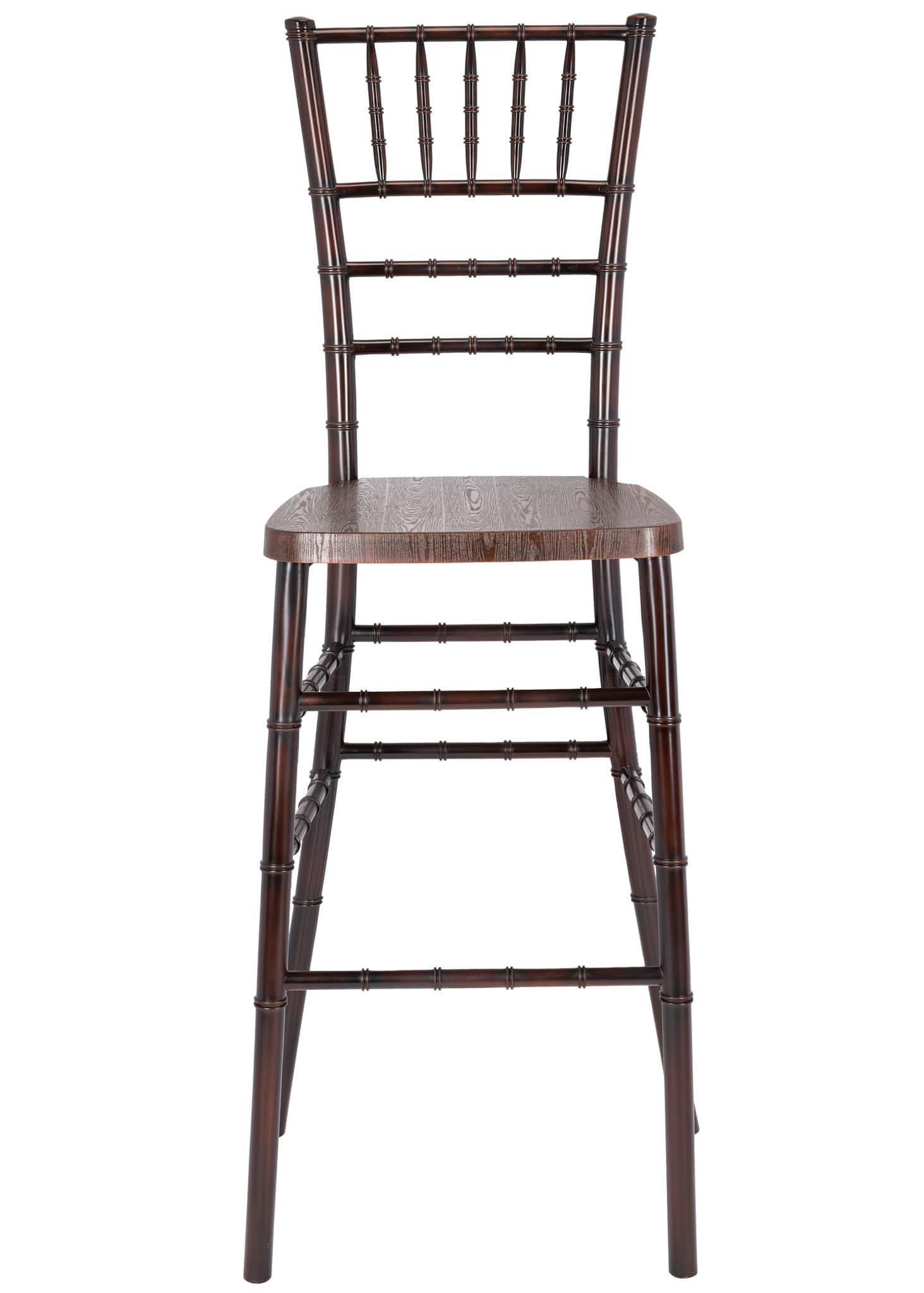 Chivari Fruitwood WoodGrain™ Resin Steel Skeleton™ Chiavari Barstool BCRFB-ST-AX-T