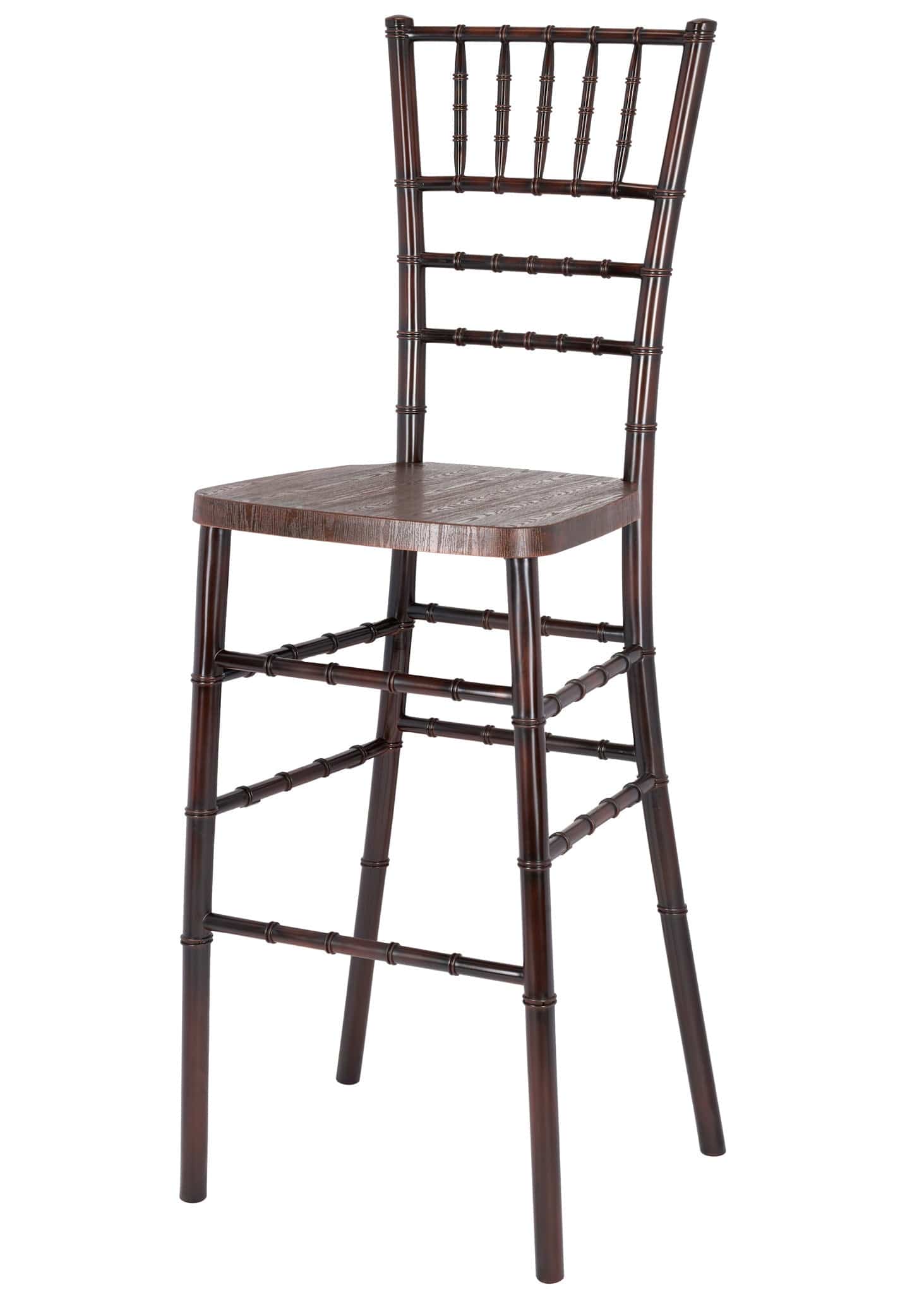Chivari Fruitwood WoodGrain™ Resin Steel Skeleton™ Chiavari Barstool BCRFB-ST-AX-T