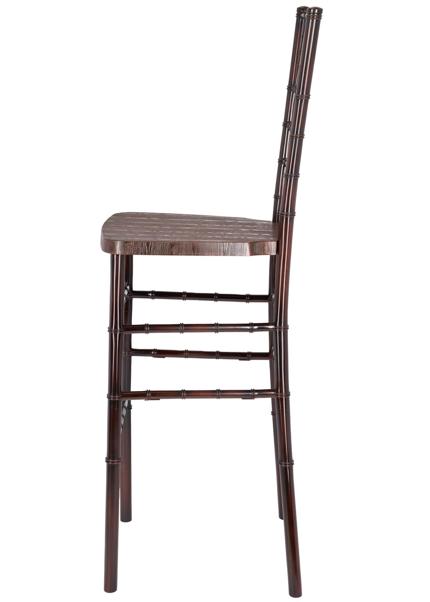 Chivari Fruitwood WoodGrain™ Resin Steel Skeleton™ Chiavari Barstool BCRFB-ST-AX-T