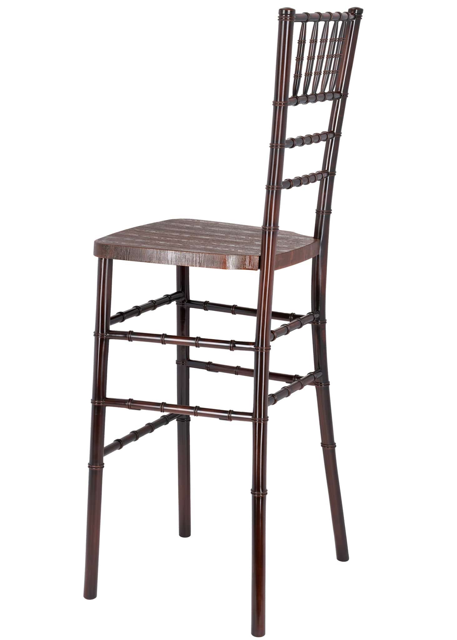 Chivari Fruitwood WoodGrain™ Resin Steel Skeleton™ Chiavari Barstool BCRFB-ST-AX-T