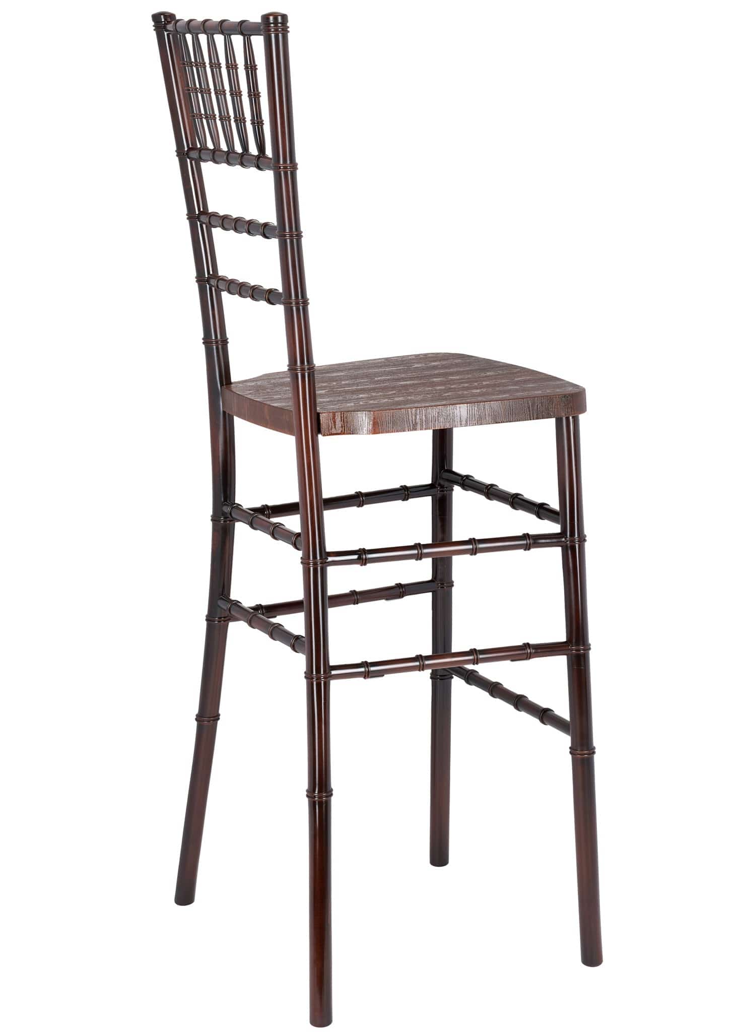 Chivari Fruitwood WoodGrain™ Resin Steel Skeleton™ Chiavari Barstool BCRFB-ST-AX-T