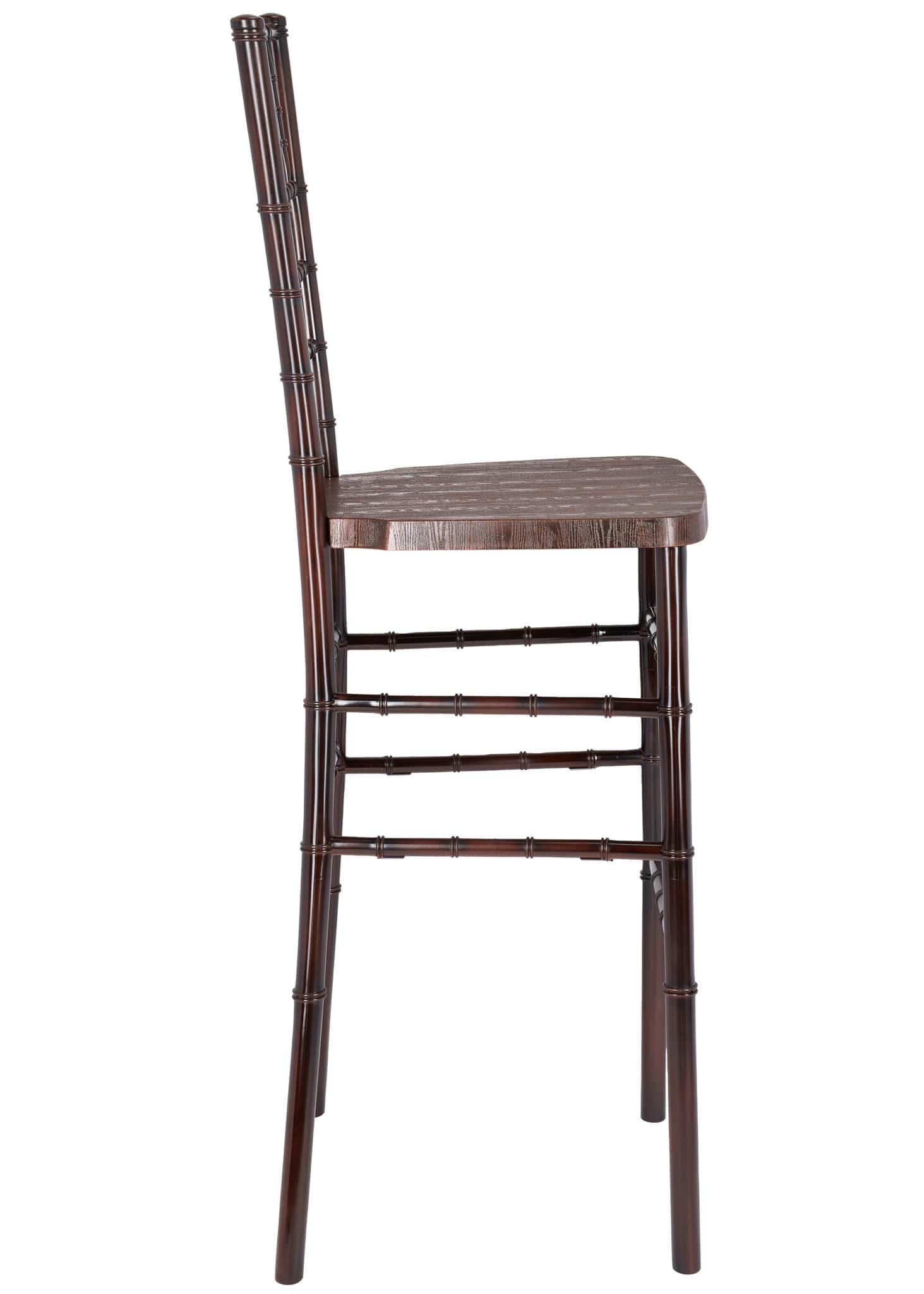 Chivari Fruitwood WoodGrain™ Resin Steel Skeleton™ Chiavari Barstool BCRFB-ST-AX-T