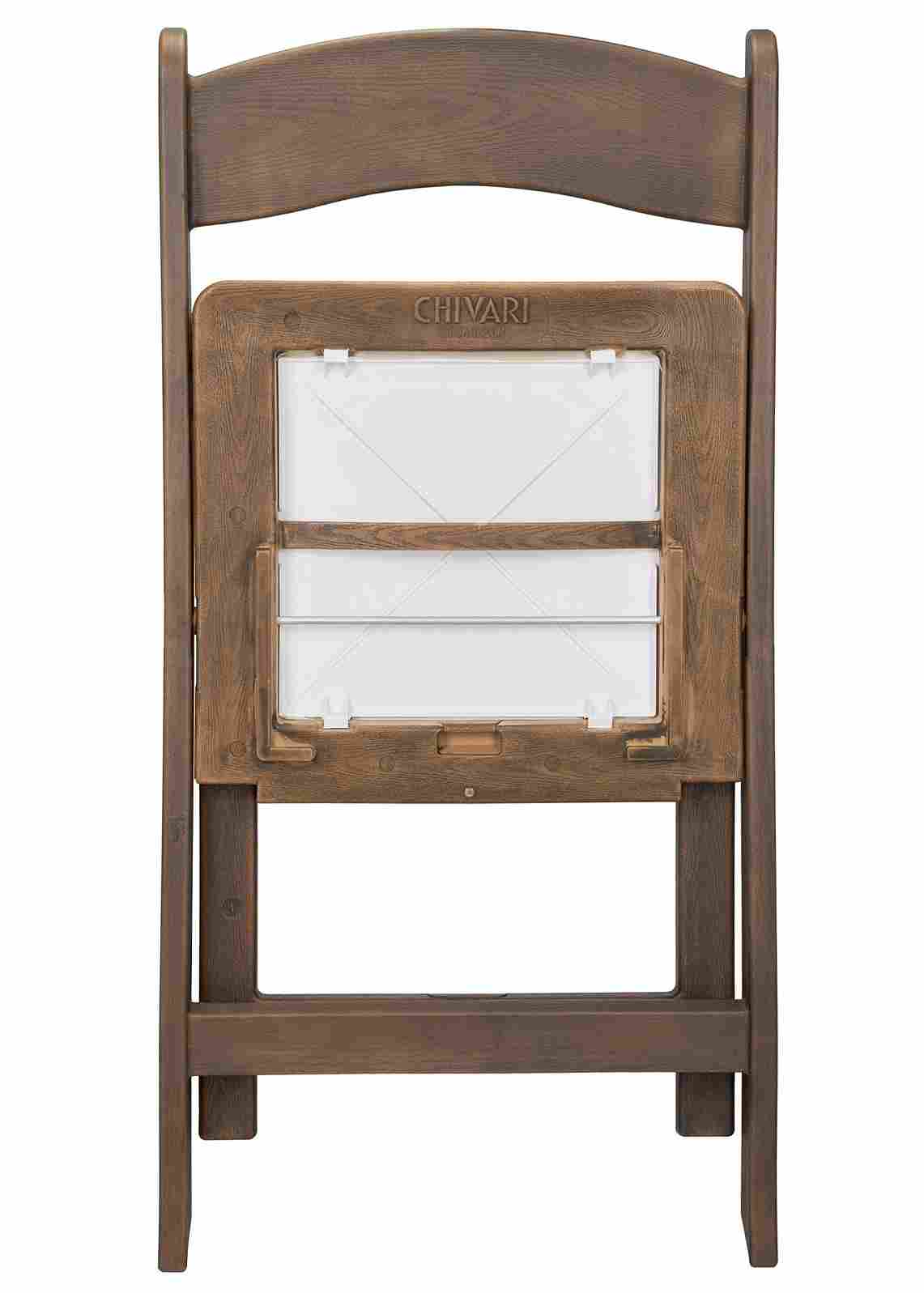 Chivari Fruitwood WoodGrain™ Resin Folding Chair with Ivory Seat CFRFB-IVY-AX-T