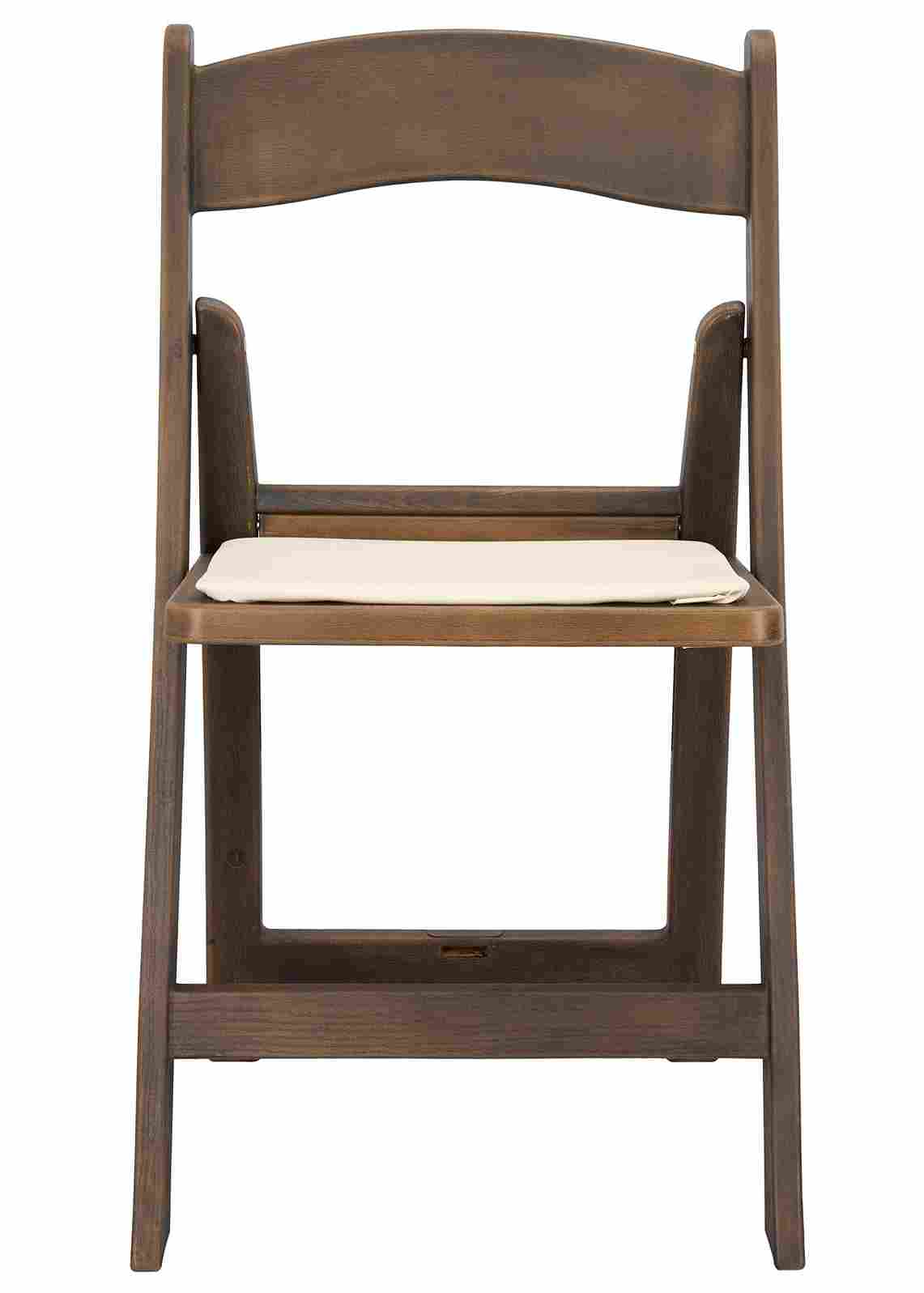 Chivari Fruitwood WoodGrain™ Resin Folding Chair with Ivory Seat CFRFB-IVY-AX-T