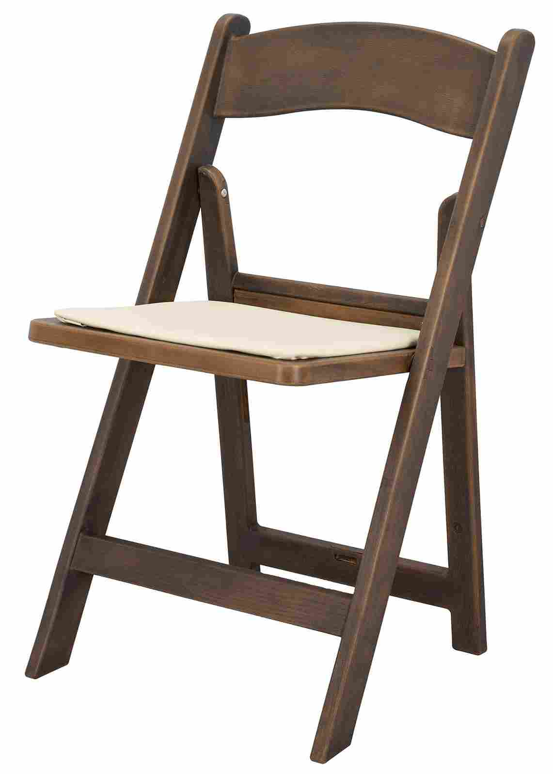 Chivari Fruitwood WoodGrain™ Resin Folding Chair with Ivory Seat CFRFB-IVY-AX-T