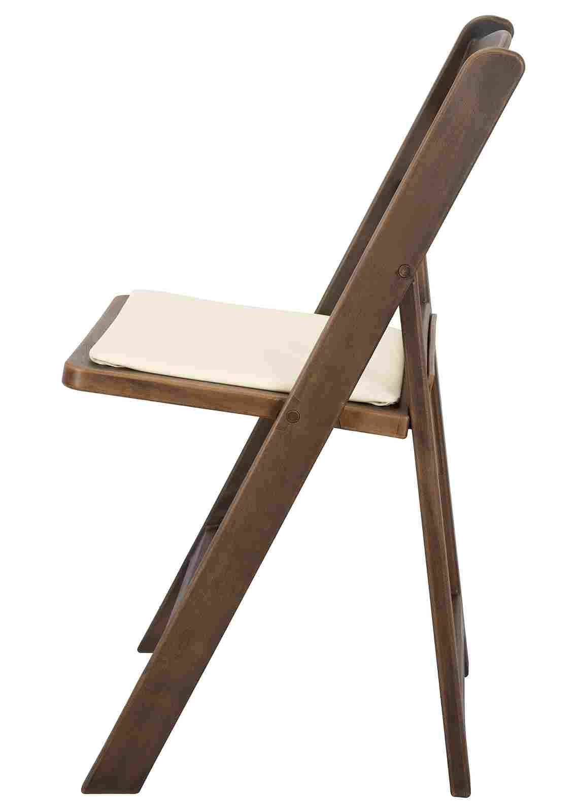 Chivari Fruitwood WoodGrain™ Resin Folding Chair with Ivory Seat CFRFB-IVY-AX-T
