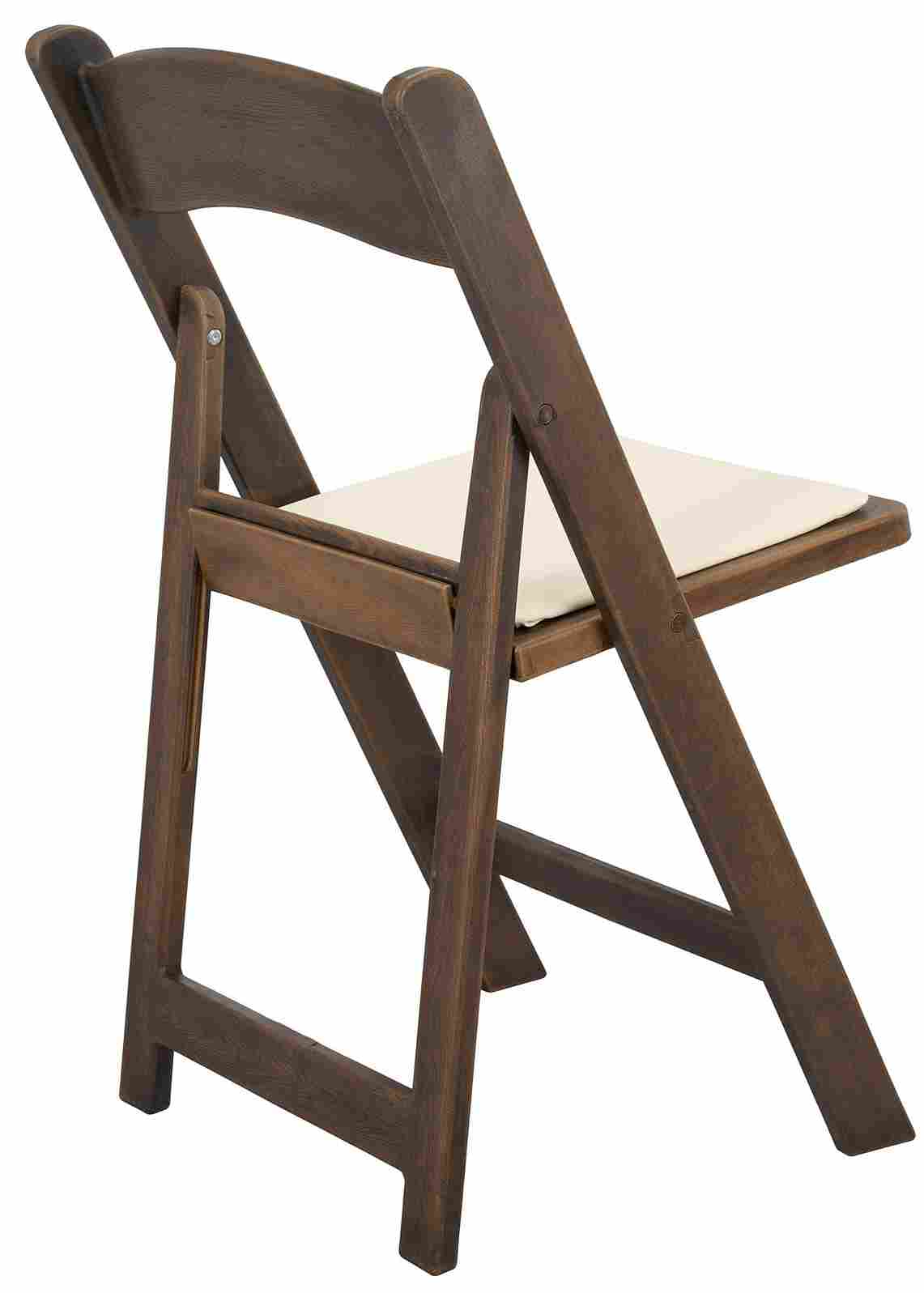 Chivari Fruitwood WoodGrain™ Resin Folding Chair with Ivory Seat CFRFB-IVY-AX-T