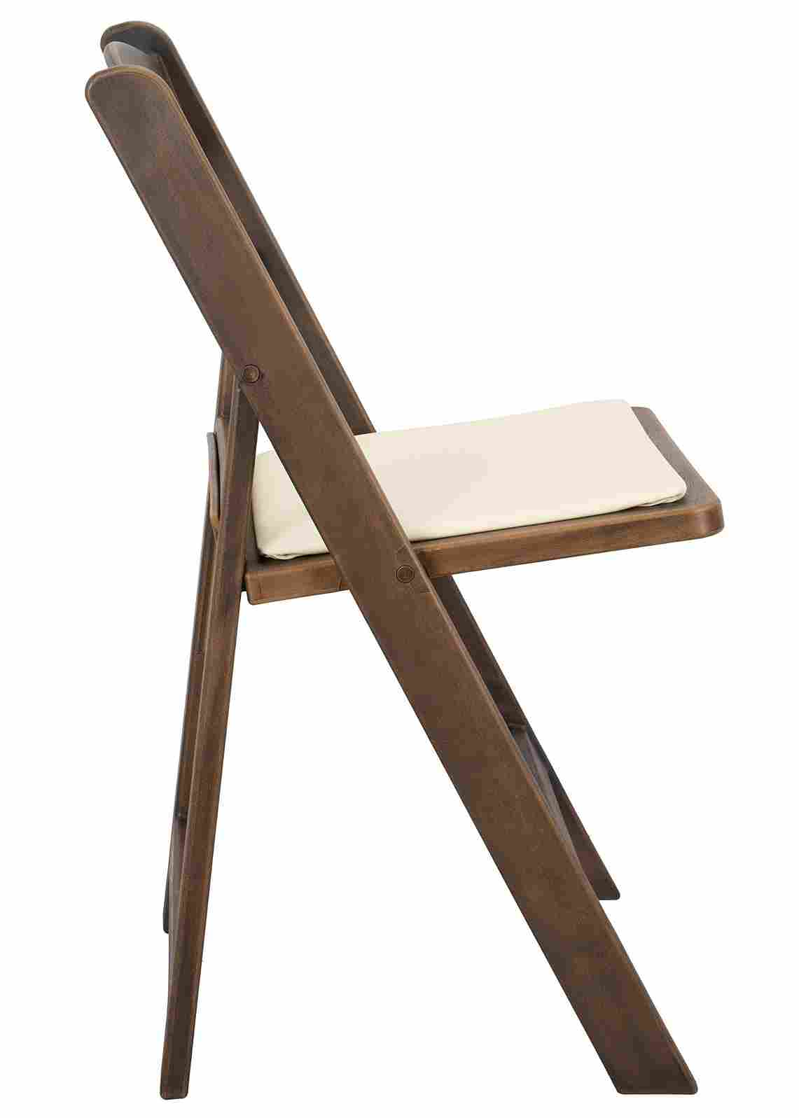 Chivari Fruitwood WoodGrain™ Resin Folding Chair with Ivory Seat CFRFB-IVY-AX-T