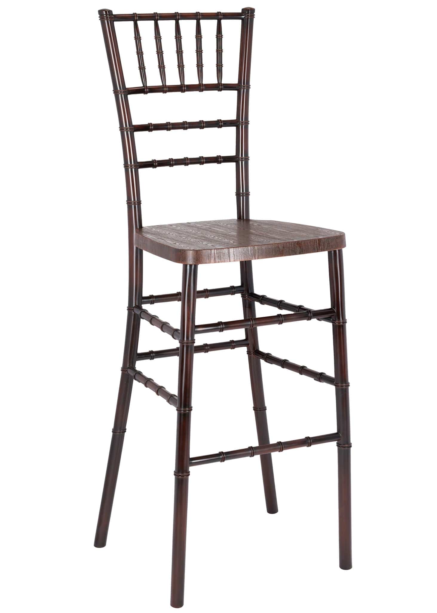 Chivari Fruitwood WoodGrain™ Resin Steel Skeleton™ Chiavari Barstool BCRFB-ST-AX-T