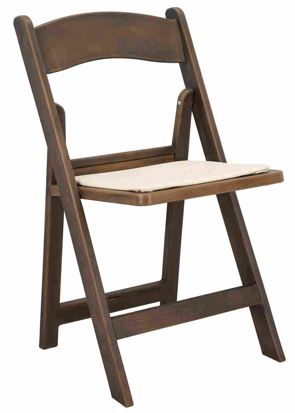 Fruitwood WoodGrain™ Resin Folding Chair with Ivory Seat