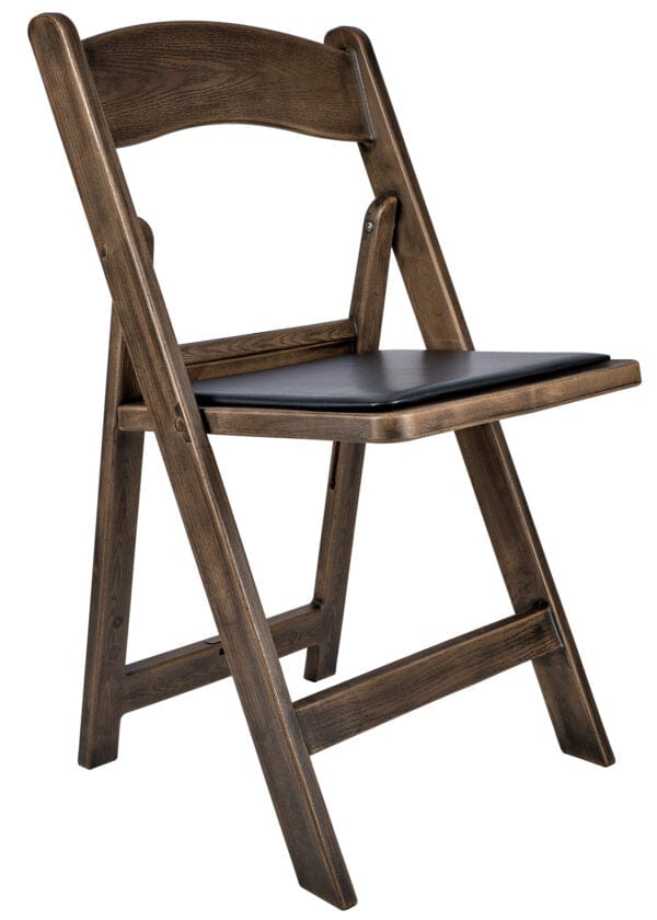 Chivari Fruitwood WoodGrain™ Resin Steel Skeleton™ Folding Chair with Black Seat CFRFB-ST-A