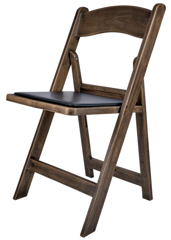 Chivari Fruitwood WoodGrain™ Resin Steel Skeleton™ Folding Chair with Black Seat CFRFB-ST-A