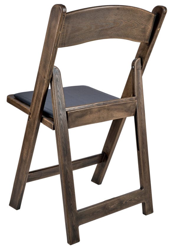 Chivari Fruitwood WoodGrain™ Resin Steel Skeleton™ Folding Chair with Black Seat CFRFB-ST-A
