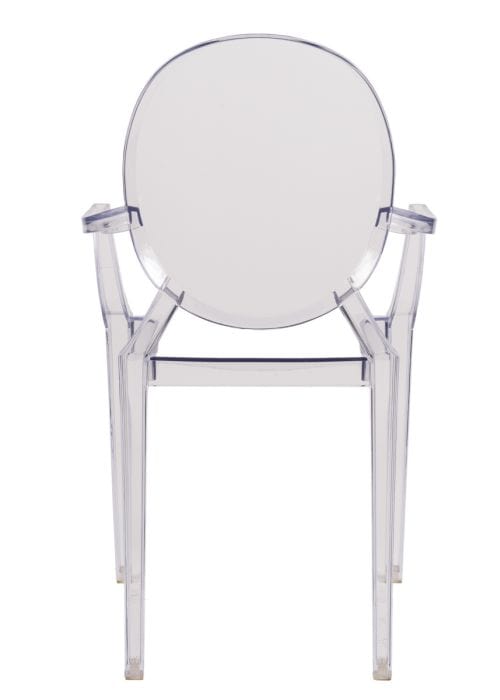 Clear Resin Oval Back Louis Ghost Chair with Arms