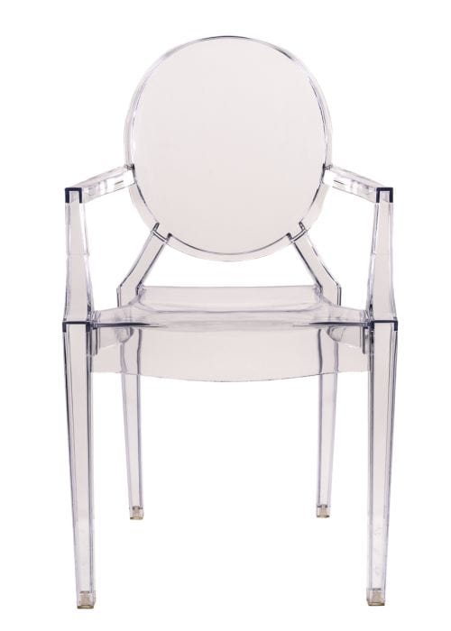 Clear Resin Oval Back Louis Ghost Chair with Arms