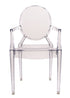 Clear Resin Oval Back Louis Ghost Chair with Arms
