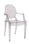 Clear Resin Oval Back Louis Ghost Chair with Arms