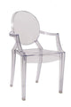 Chivari Clear Resin Oval Back Louis Ghost Chair with Arms CGRLC-ZG-T
