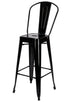 Chivari Black Hi Gloss Tolix Style Metal Barstool with Back BTBMB-AX-T